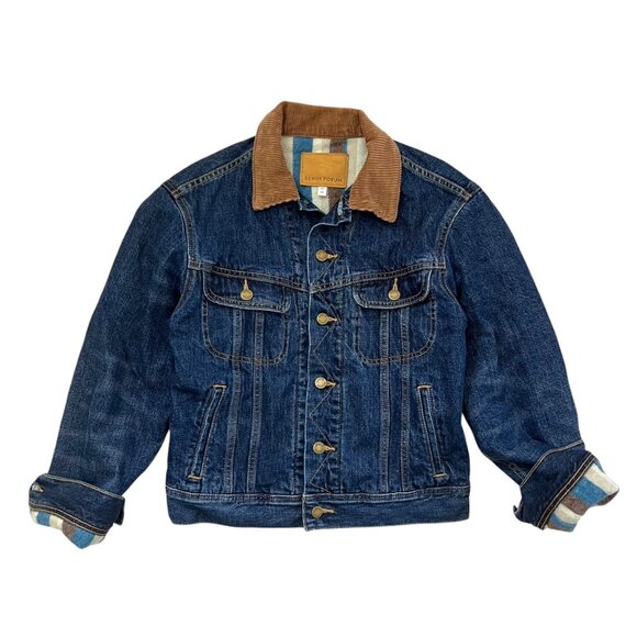 Denim Forum Aritzia Flannel Lined Corduroy Denim Trucker Jacket XS Chore Barn - Picture 1 of 15